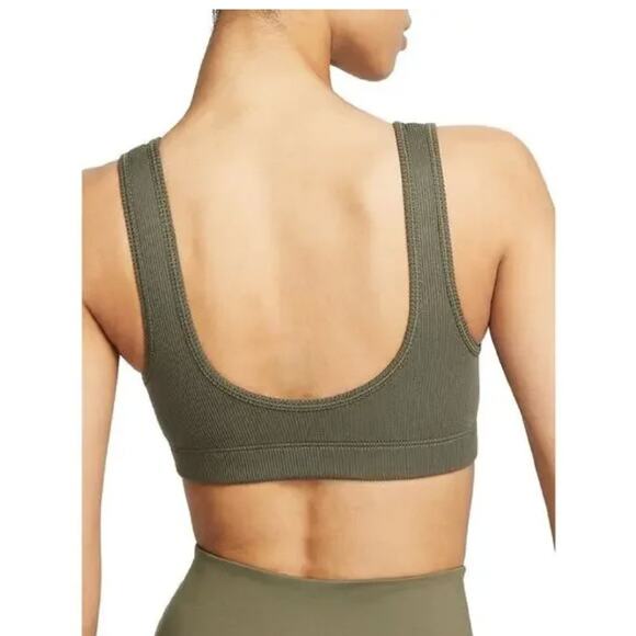 Nike Alate All U Womens Light Support Lightly Lined Ribbed Sports Bra Khaki XS - Picture 2 of 5